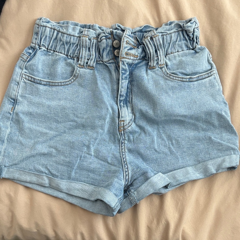 Light Blue Denim Mom Shorts